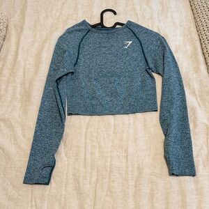 Gymshark Teal Cropped Seamless Long-Sleeve Top